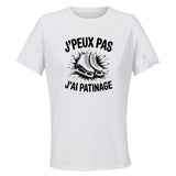Maillot de Sport Femme Patinage J'peux Pas - T-Shirt Respirant Polyester Manches Courtes - Cadeau Sportive Anniversaire Noël Fête des Mères