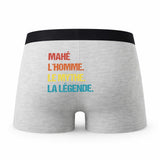 Caleçon Mahe Mythe Légende Vintage - Humour Boxer Gris Idée Cadeau