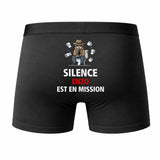 Caleçon Enzo Silence Enzo est en Mission - Humour Boxer Coton Idée Cadeau