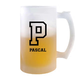 Verre à Bière Pascal Lettre Sport | Chope de Bière Pinte | Idée Cadeau Prénom Style Basket Université Anniversaire Papa Collègue Départ Retraite Noël