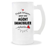 Verre à bière Agent immobilier adorée femme | Chope de Bière Pinte Idée Cadeau Humour Collègue famille Homme Anniversaire Noël