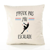 Housse de Coussin Premium Escalade Version Blanc - Coton Canvas Fairtrade Beige Idée Cadeau Décoration Canapé