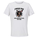 Maillot de Sport Femme Teckel J'peux Pas - T-Shirt Respirant Polyester Manches Courtes - Cadeau Sportive Anniversaire Noël Fête des Mères