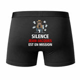 Caleçon Jean-Jacques Silence Jean-Jacques est en Mission - Humour Boxer Coton Idée Cadeau