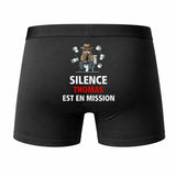Caleçon Thomas Silence Thomas est en Mission - Humour Boxer Coton Idée Cadeau