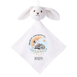 Doudou Bébé Lapin Joseph Adorable Quand Je Dors Gaze de Coton Cadeau Baby Shower