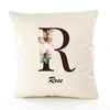 Housse de Coussin Premium Rose Lettre - Coton Canvas Fairtrade Beige Idée Cadeau Décoration Canapé