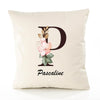 Housse de Coussin Premium Pascaline Lettre - Coton Canvas Fairtrade Beige Idée Cadeau Décoration Canapé