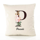 Housse de Coussin Premium Pascale Lettre - Coton Canvas Fairtrade Beige Idée Cadeau Décoration Canapé