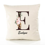 Housse de Coussin Premium Evelyne Lettre - Coton Canvas Fairtrade Beige Idée Cadeau Décoration Canapé
