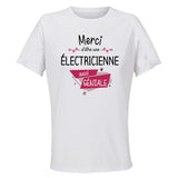 Maillot de Sport Femme pour Merci Electricienne Geniale - T-Shirt Respirant Polyester Manches Courtes - Cadeau Sportive Anniversaire Noël Fête des Mères