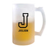 Verre à Bière Julien Lettre Sport | Chope de Bière Pinte | Idée Cadeau Prénom Style Basket Université Anniversaire Papa Collègue Départ Retraite Noël