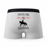 Caleçon Horse - Humour Boxer Gris Idée Cadeau Passion