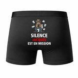 Caleçon Jacques Silence Jacques est en Mission - Humour Boxer Coton Idée Cadeau