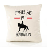 Housse de Coussin Premium Horse Version Blanc - Coton Canvas Fairtrade Beige Idée Cadeau Décoration Canapé 40x40