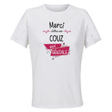 Maillot de Sport Femme pour Merci Couz Geniale - T-Shirt Respirant Polyester Manches Courtes - Cadeau Sportive Anniversaire Noël Fête des Mères
