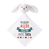Doudou Bébé Lapin Ma Mission Theatre avec Tata Gaze de Coton Cadeau Baby Shower