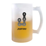 Verre à Bière Jonathan Lettre Chaine | Chope de Bière Pinte | Idée Cadeau Prénom Motard Biker Mob Anniversaire Papa Collègue Départ Retraite Noël