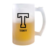Verre à Bière Tony Lettre Sport | Chope de Bière Pinte | Idée Cadeau Prénom Style Basket Université Anniversaire Papa Collègue Départ Retraite Noël