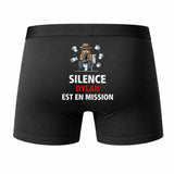 Caleçon Dylan Silence Dylan est en Mission - Humour Boxer Coton Idée Cadeau