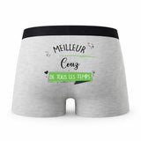 Caleçon Meilleur Couz de Tous Les Temps - Humour Boxer Gris Idée Cadeau