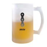 Verre à Bière Imrân Lettre Chaine | Chope de Bière Pinte | Idée Cadeau Prénom Motard Biker Mob Anniversaire Papa Collègue Départ Retraite Noël