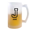Verre à Bière José Lettre Sport | Chope de Bière Pinte | Idée Cadeau Prénom Style Basket Université Anniversaire Papa Collègue Départ Retraite Noël