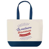 Sac de shopping bleu Brasseuse Meilleure du Monde