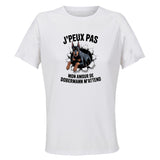Maillot de Sport Femme Dobermann J'peux Pas - T-Shirt Respirant Polyester Manches Courtes - Cadeau Sportive Anniversaire Noël Fête des Mères
