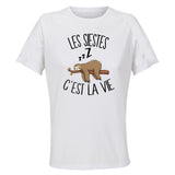Maillot de Sport Femme Sieste C'est La Vie - T-Shirt Respirant Polyester Manches Courtes - Cadeau Sportive Anniversaire Noël Fête des Mères