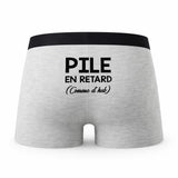 Caleçon Pile en Retard - Humour Boxer Gris Idée Cadeau