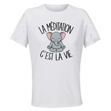 Maillot de Sport Femme Meditation Elephant C'est La Vie - T-Shirt Respirant Polyester Manches Courtes - Cadeau Sportive Anniversaire Noël Fête des Mères