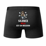 Caleçon Milo Silence Milo est en Mission - Humour Boxer Coton Idée Cadeau