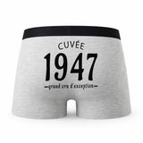 Caleçon Millésime 1947 - Humour Boxer Gris Idée Cadeau Anniversaire
