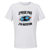 Maillot de Sport Femme Natation J'peux Pas - T-Shirt Respirant Polyester Manches Courtes - Cadeau Sportive Anniversaire Noël Fête des Mères