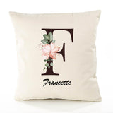 Housse de Coussin Premium Francette Lettre - Coton Canvas Fairtrade Beige Idée Cadeau Décoration Canapé