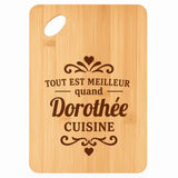 Planche bambou gravée personnalisée femme idée cadeau Fête des Mères apéro 30×20 prénom cuisine plateau fromage anniversaire noel maman mamie