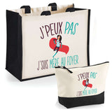 Cabas femme sac plage ou shopping tote bag pochette trousse Idée cadeau original pour anniversaire Noël travail départ retraite collègue famille fete des mères maman mamie