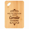 Planche bambou gravée personnalisée femme idée cadeau Fête des Mères apéro 30×20 prénom cuisine plateau fromage anniversaire noel maman mamie