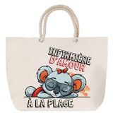 Sac Fête des Mères Mamie Famille Idée Cadeau anniversaire Noël Travail Boulot Métier Départ Retraite Collègue Femme cabas shopping plage