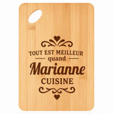 Planche bambou gravée personnalisée femme idée cadeau Fête des Mères apéro 30×20 prénom cuisine plateau fromage anniversaire noel maman mamie