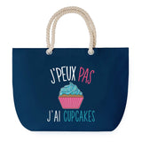 Sac de plage Bleu anse corde J'peux Pas Cupcakes