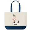 Sac de shopping bleu Lara Lettre Fleur