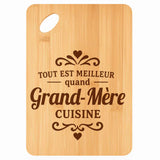 Planche bambou gravée personnalisée femme idée cadeau Fête des Mères apéro 30×20 prénom cuisine plateau fromage anniversaire noel maman mamie