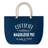 Sac de plage Bleu anse corde Certifiée meilleure Maquilleuse Pro