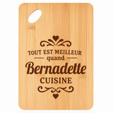 Planche bambou gravée personnalisée femme idée cadeau Fête des Mères apéro 30×20 prénom cuisine plateau fromage anniversaire noel maman mamie