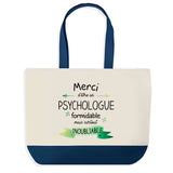 Sac de shopping bleu Merci Psychologue Inoubliable Homme