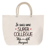 Sac Fête des Mères Mamie Famille Idée Cadeau anniversaire Noël Travail Boulot Métier Départ Retraite Collègue Femme cabas shopping plage