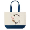 Sac de shopping bleu Célia Lettre Fleur