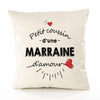 Housse de Coussin Premium Marraine d'amour - Coton Canvas Fairtrade Beige Idée Cadeau Décoration Canapé 40x40